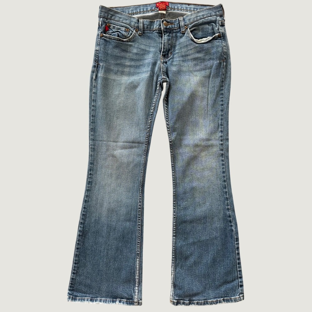 Tilt Vintage Y2K Low Rise Flare Jeans Medium Wash Stretch Denim Size 7 Short